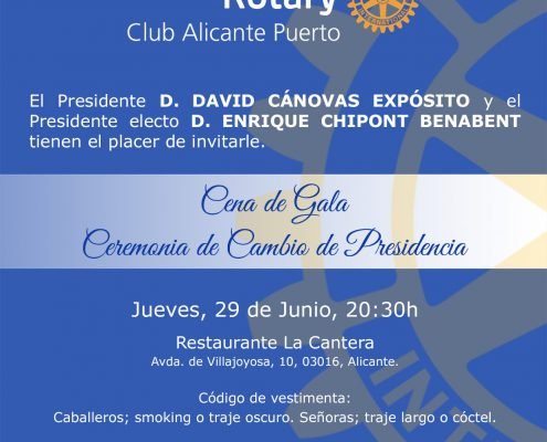 Invitación Cambio de Presidencia - Rotary Club Alicante Puerto